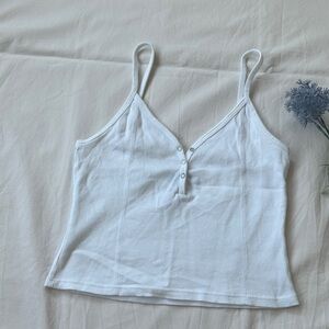 Topshop White Cropped Ribbed Camisole, size 4